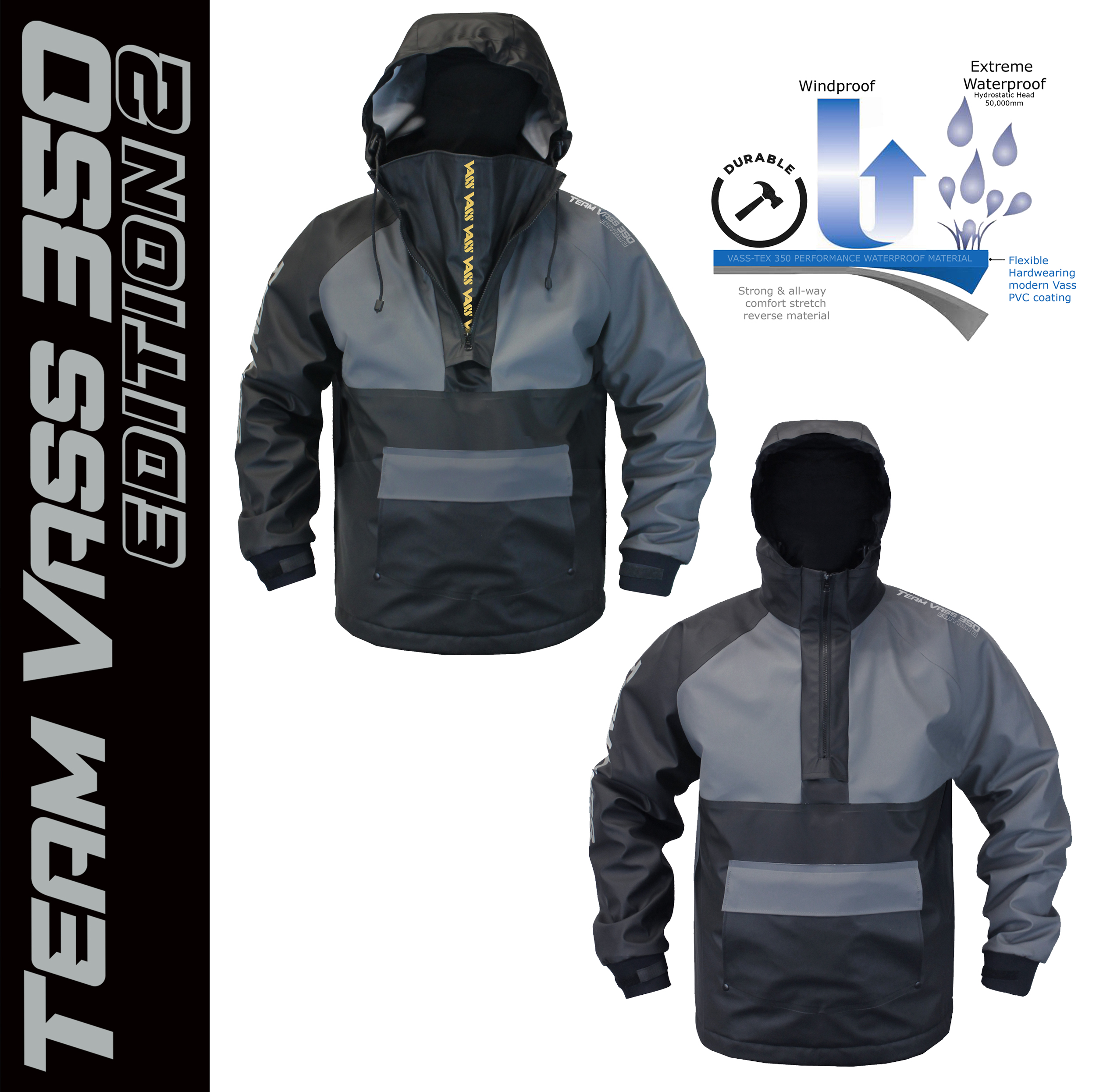 Team Vass 350 Winter Lined Waterproof Smock Edition 2 - Grey/Black